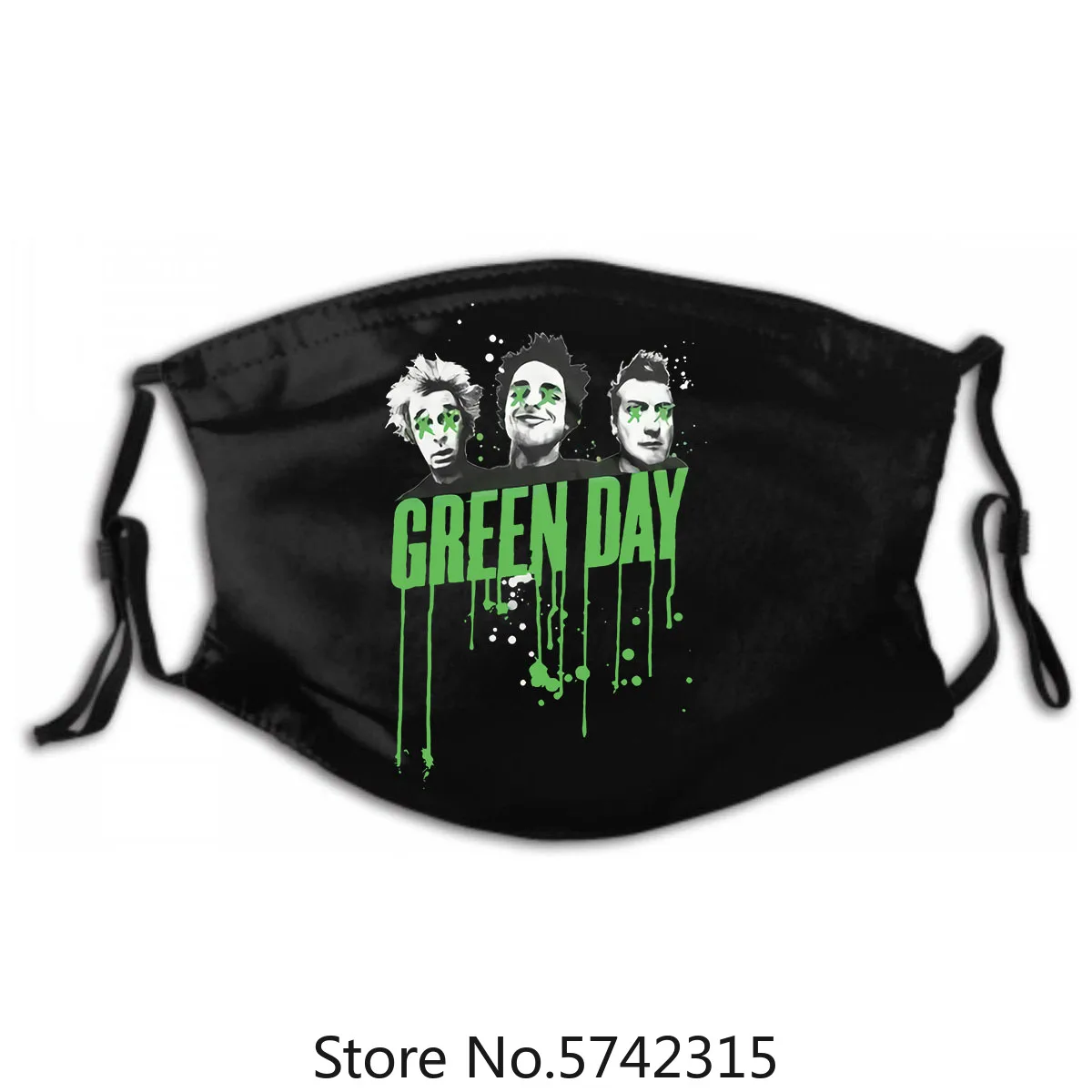 

Reusable Mask with PM2.5 Filters 5 Layers of Protection for Unisex Black Green Day 'Drips' Mask New&Official Washable