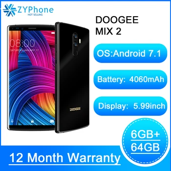 

Fast shipping DOOGEE Mix 2 5.99"18:9 FHD Smartphone P25 Octa Core 16MP 4060mAh 6GB 64GB Unlock 4G Mobile phone