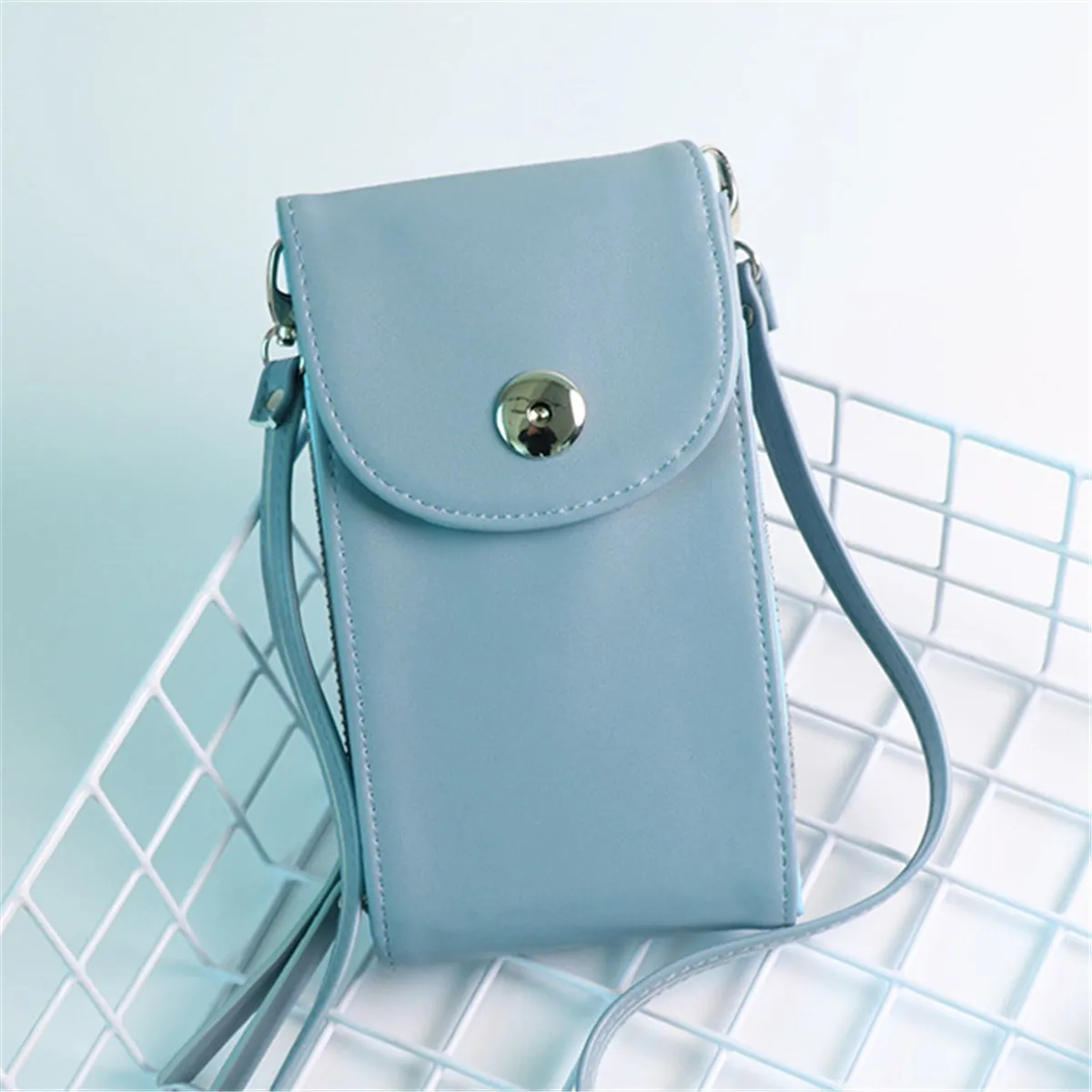 Light Blue Корейская женская мини-сумка, сумки для сотового телефона, маленькая сумка через плечо, мини-сумка на плечо с клапаном, дамские ручные сумки, сумка для телефона, мини-сумка - Цвет: Light Blue