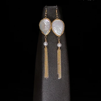 

Natural Fresh Water Pearl Long Tassel Earrings For Women Girl Lovers' Wedding Party Fine Handmade Pearl Fine Jewelry