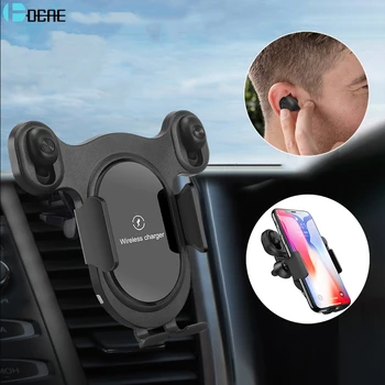 

2 IN 1 Bluetooth 5.0 Handsfree Earphone Wireless Car Charger for iPhone 11 8 Samsung Xiaomi Mi 10 15W Fast Charging Phone Holder
