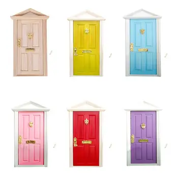 

1:12 Scale Dollhouse Miniature Wood Fairy Door Knocker Doorplate Lock Key Hardware Accessories