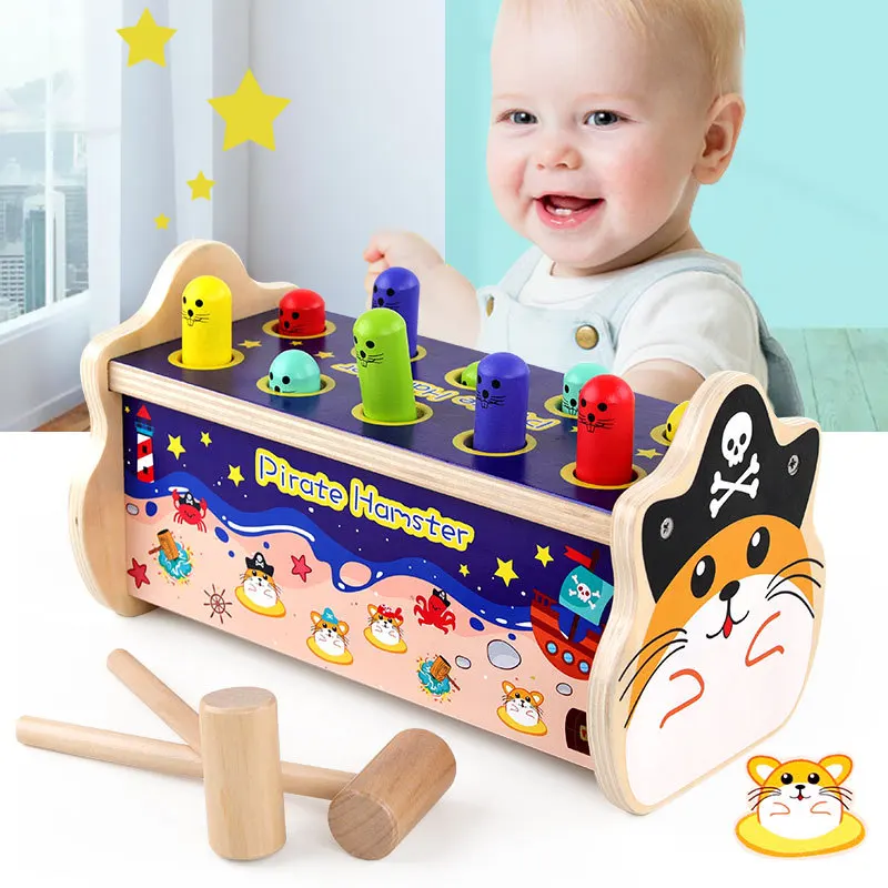 

Wood Play Hamster Toy Young Children'S Educational Force Infant 2-3-6-Year-Old Semi-Boys And Girls Baby Beat Large Size