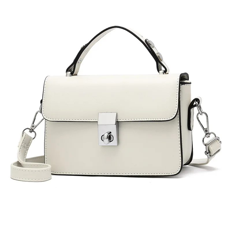 Off White Модные однотонные кожаные сумки через плечо белые маленькие сумки розовые милые сумки на плечо легко застёгивающийся модный вечерние сумочки - Цвет: Off White