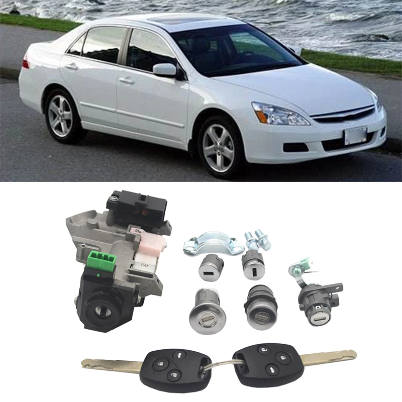 

for Honda Ac cord 06-07 Complete Set Ignition Switch Cylinder Door Lock with 2 Keys 8E Chips