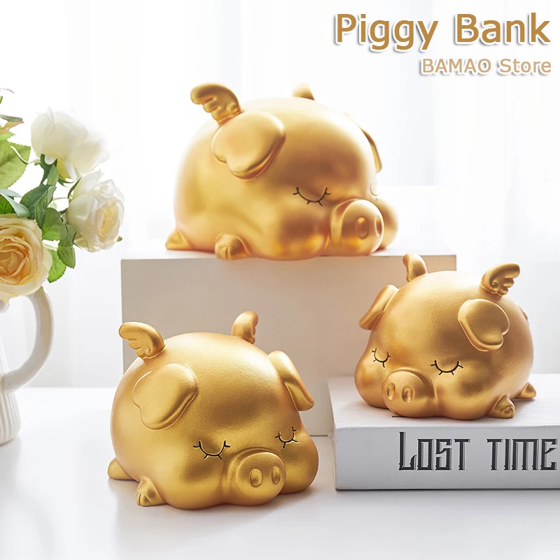 

Creative Gold Pig Piggy Bank Coin Storage tank Living room Bedroom Money Box Home Decoration Children Birthday Chrismas Gift