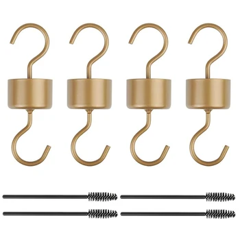 

4 Pack Bird Feeder Double-Headed Hook for Outdoor Bird Feeder Hook, Equipped with 4 Cleaning Brushes Golden