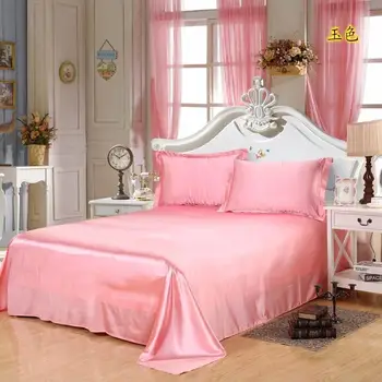 

(15)Warm Satin Silk Bed Seet King Queen Twin Size Solid Black Flat Bedsheet Bedspread High Quality Sheets No Pillow Covers
