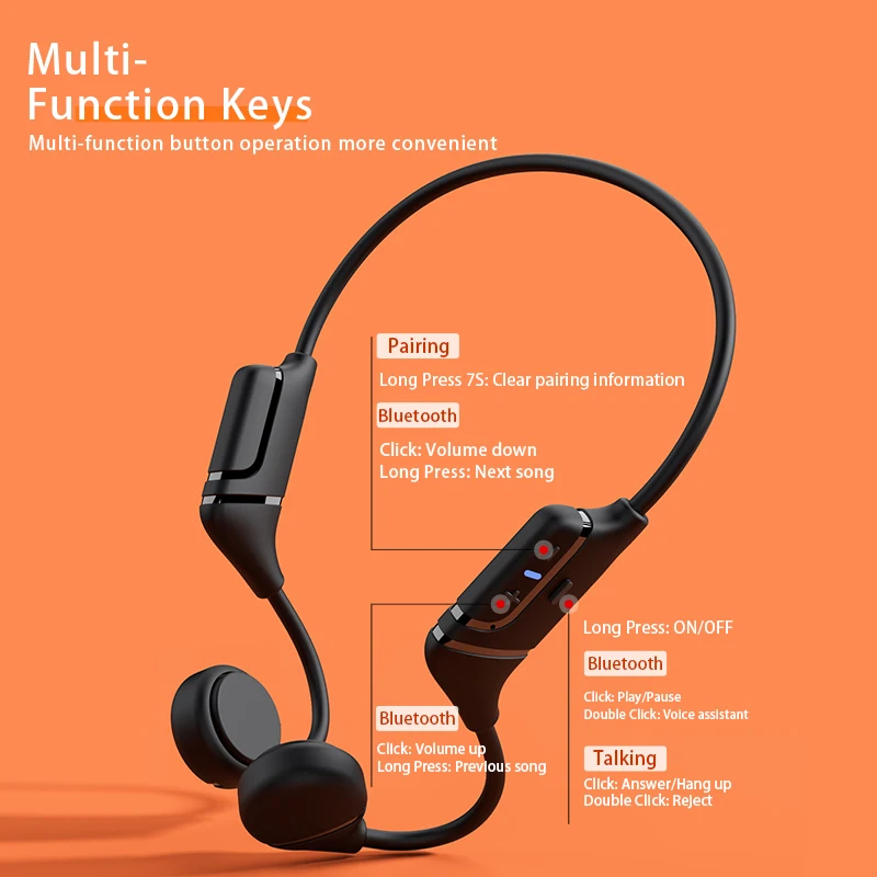 Aikswe-fone de Ouvido Bluetooth sem Fio Esportivo à Prova Livres com Microfone para Corrida Ósseo D'água Estéreo Mãos Ciclismo - Image 5