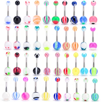 

5 Pcs/set Colorful Sexy Belly Bars Body Piercing Button Ring Navel Barbell Jewelry Lip Piercing Unisex Fashion Jewelry