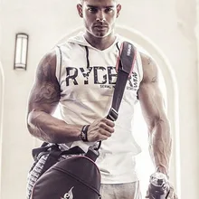 Летняя мужская Спортивная толстовка с капюшоном, облегающая, без рукавов, с капюшоном, для мышц, для брата, для фитнеса, эластичный жилет