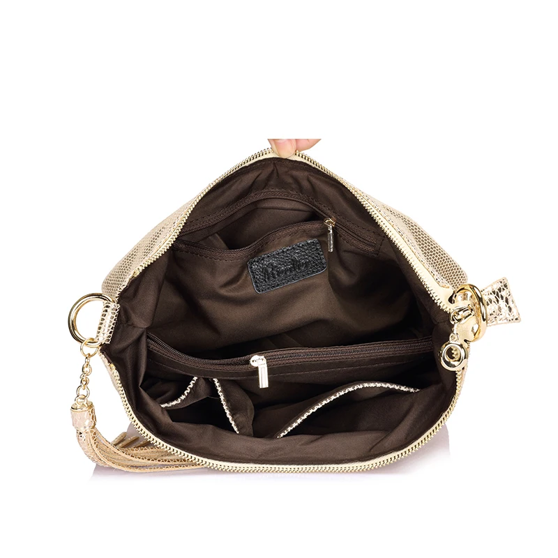 Realer Женщины Натуральная кожа сумки бренда женского Змеиный узор сумка высокого качества женская сумка с кисточкой