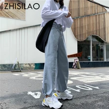 Винтажные джинсы с высокой талией женские большие размеры свободные уличные джинсы для мам повседневные джинсовые брюки с поясом