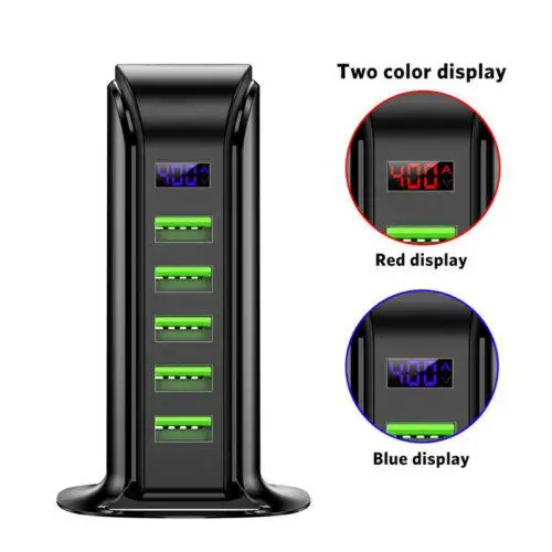 

5 Port USB Charger HUB LED Display Multi USB Charging Station Dock Universal Mobile Phone Desktop Wall Home EU UK Plug