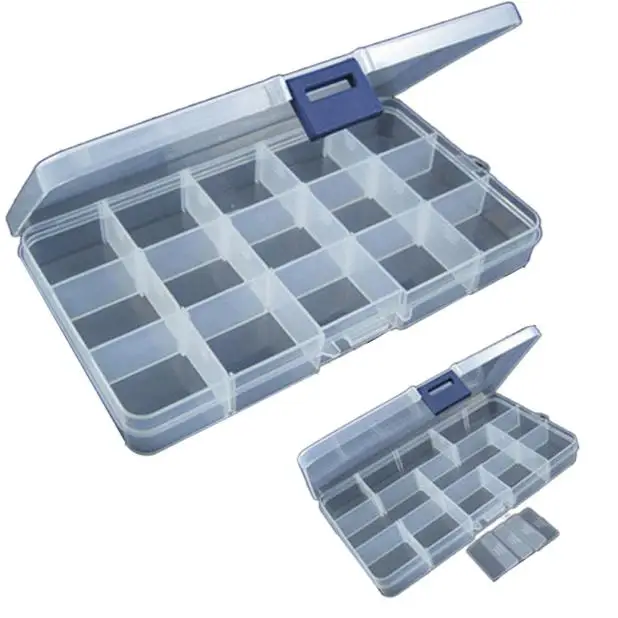 

15 Slots Adjustable Plastic Fishing Lure Hook Tackle Box Storage Case Portable Multifunctional Organizer Fishing Boxes
