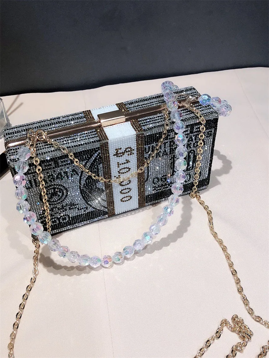 YOUI-GIFTS Money Bag Design Shoulder Bag with Dollar Earring PU Laser Purse  Handbag Clear Diamond Shape Crossbody Messenger Bag - Walmart.com