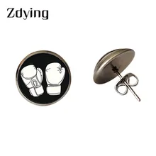 ZDYING модные боксерские перчатки серьги-гвоздики Стекло I Love боксерское изображение Cabochon женские серьги для мужчин Панк ювелирные изделия подарок BX010