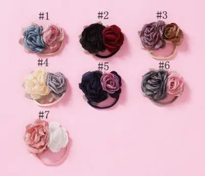 24 шт./партия нейлоновая повязка на голову с цветами для девочек винтажные волосы