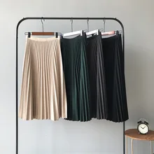 Плотная плиссированная Женская юбка, теплая, высокая талия, модная, свободная, повседневная, женская, Осень-зима, юбки