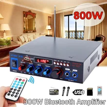 Amplificadores para el hogar de 800W, amplificador de Audio bluetooth, Subwoofer, potente amplificador Digital para el coche, soporte de Audio, función de reverberación USB SD FM