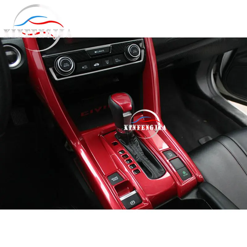 Подходит для Honda Civic 16-19 4 шт. Красный центр переключения передач Панель крышка боковой полосы отделка