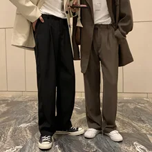 @ Yyds outono novo fino pendurado calças soltas casal calças casuais grandes roupas masculinas