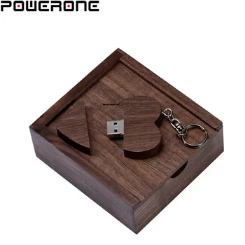 

SHANDIAN free custom logo wooden Heart USB + BOX Flash Drive Pendrive 64GB 16GB 8GB 4GB Memory Stick photography wedding gifts