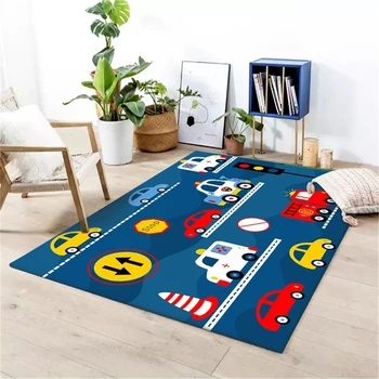 

Blue Green Rug Kids Room Car Traffic Light Printed Boy Room Area Cushion Child Living Room Rug Home Bedroom Carpet Decoration