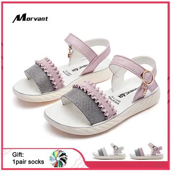 

Kids Sandals Cute Princess Sandals Lace Texture Baby Girls Sandals Non-slip Children Shoes of Girls PU leather Kids Footwear