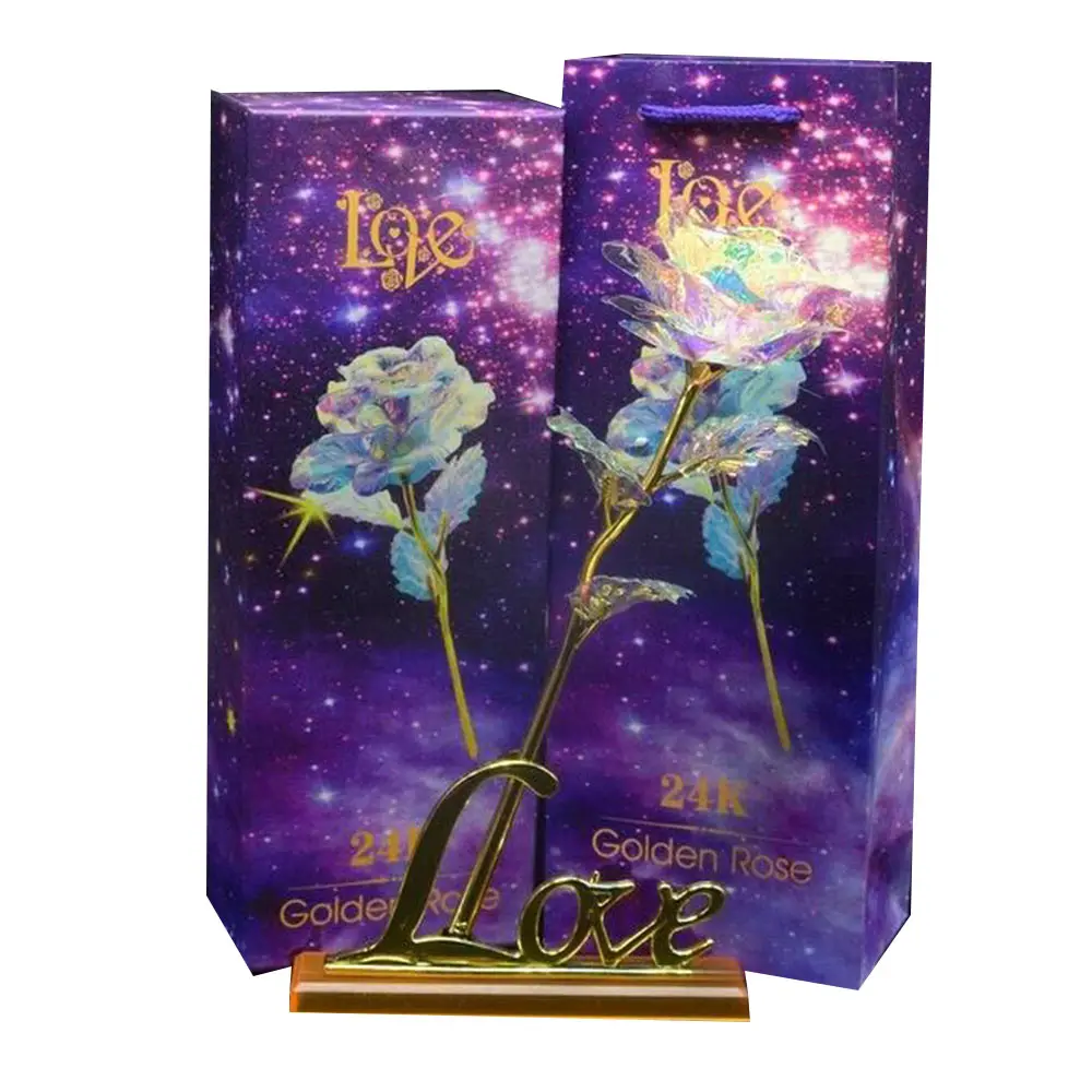 Luminescence 24K Gold Foil Lighting Rose Luminous Rose Valentine Gift Home Ornament Eternal Flower Beautiful Romantic Party