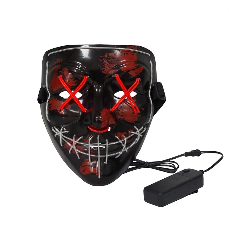Светодиодный светильник, маска для Хэллоуина, двухцветные косплей маски для вечеринки, продувка, год, Забавные Маски, светящиеся в темноте, маска ужаса
