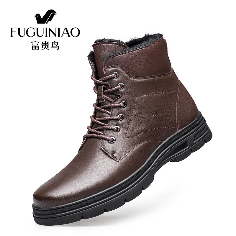 

FGN Men Hight-top Fashion Martin Boots Men's Fashion MEN'S Leather Shoes 2019 Autumn & Winter New Style plus Velvet Men's Boots