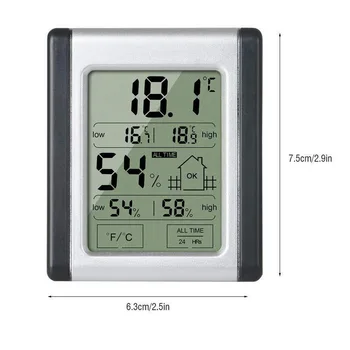

Digital Thermometer Hygrometer Temperature Humidity Monitor Gauge with Touching Screen for Home Office