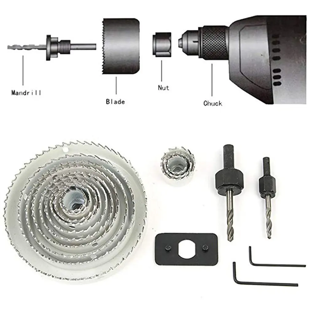 Набор резцов для отверстий из углеродистой стали светильники сверла инструменты для дерева гипсокартона пластиковые и цветные металлы