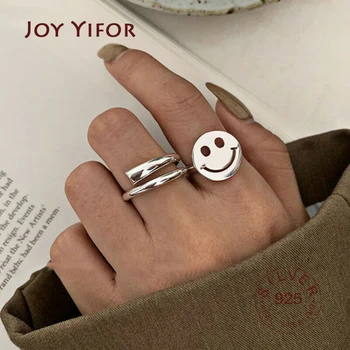 

925 Sterling Silver Ring Terndy Smiling Face Handmade Opening Party Jewelry Valentine's Day Gift