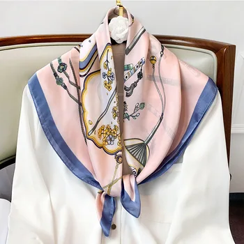 

New 2020 Neck Scarf Women Brand Silk Hair Small Foulard Shawls And Wraps Lady Hijab Neckerchief Bandana Scarves Pashmina 70*70