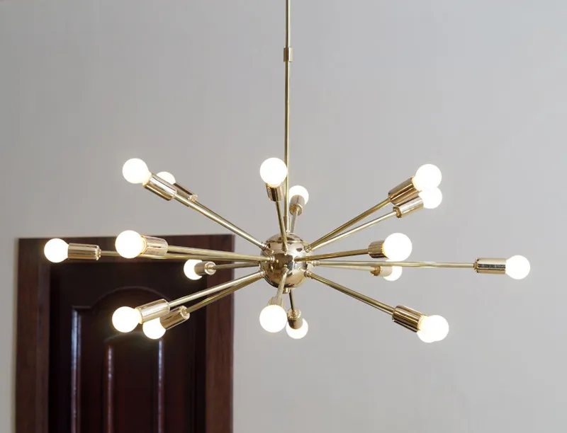 Mid Century латунная люстра "Спутник" 18 Arms Современный Золотой потолочный светильник для гостиной домашний декор столовая