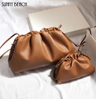 

Day clutch Evening party purse bag women large big ruched pillow bag leather pouch handbag winter women bag white black brown