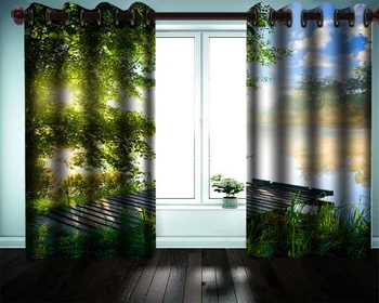 

3d Modern Curtain 3d Beautiful Bedroom Curtain Riverside Scenery HD Digital Print 3d Beautiful Landscape Blackout Curtains