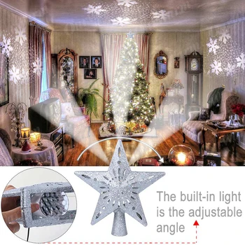 

Christmas Tree LED Snowflake Projection Lamp Tree Topper Decoration LED Lighting Battery Operated Xmas Treetop Home Store 2020