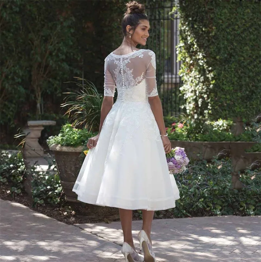 Short Sheer Back Garden Wedding Dresses ...