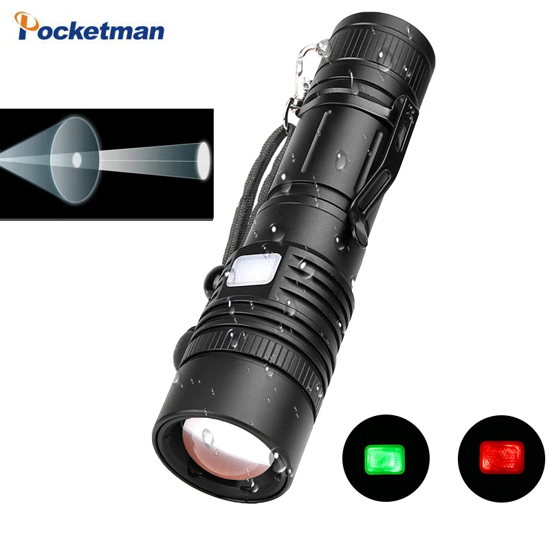 

5Modes Tactical Flashlight Zoomable XHP50 LED Torch Use 18650/26650 Rechargeable Battery USB Power IN/OUT Night lighting