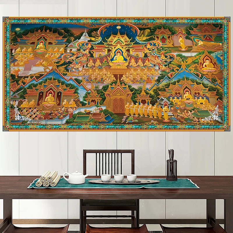 Gold Bouddha Tapisserie Art Mural Sofa table Bed Cover Home Decor 