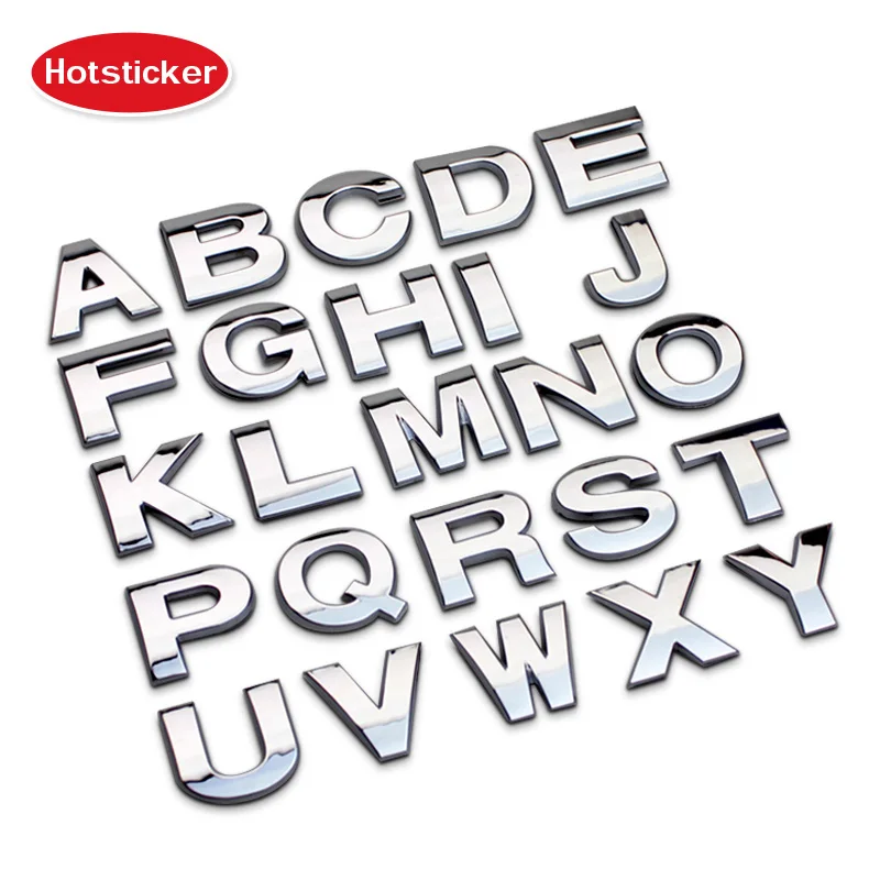 Hotsticker New 40mm And 17-25mm 3D DIY Letters Alphabet Emblem Chrome &amp Black Car Sticker Digital Badge Logo Accessories Moto |