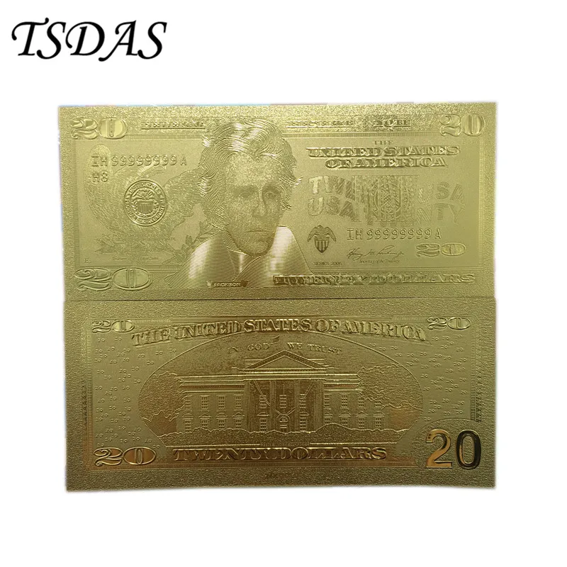 Американские$20 долларов чистые 24 к золотые банкноты для декора дома, 10 шт./лот - Цвет: USD20