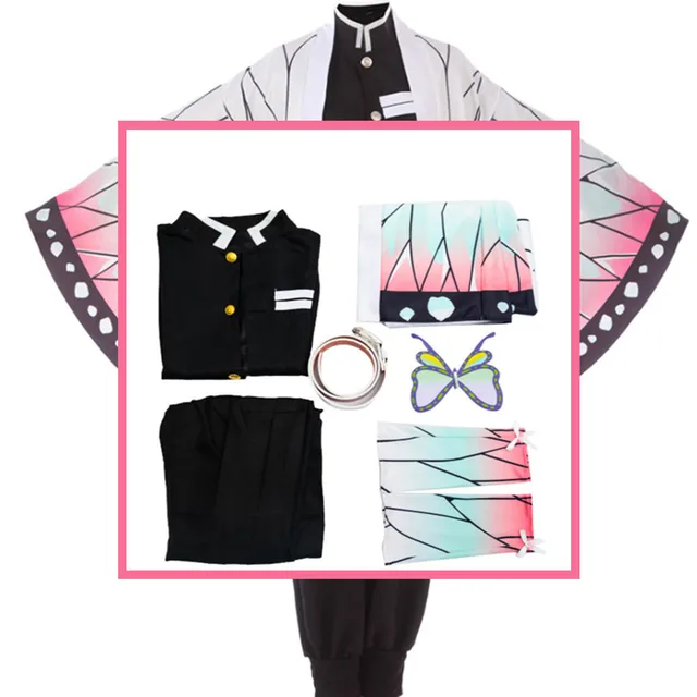 Adult Kids Anime Demon Slayer Kimetsu no Yaiba Kimono Kochou Shinobu Cosplay Costume A2 only costume