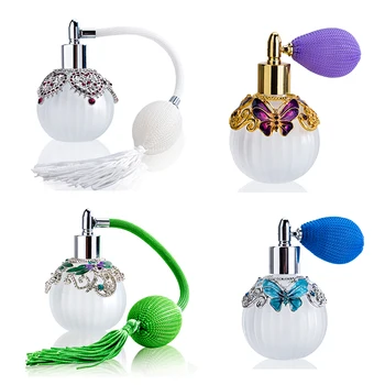 

H&D 4 Styles Glass Perfume Atomizer Spray Bottle with Squeeze Bulb Empty Refillable Pump Alcohol Bottle Home Decor Lady's Gift