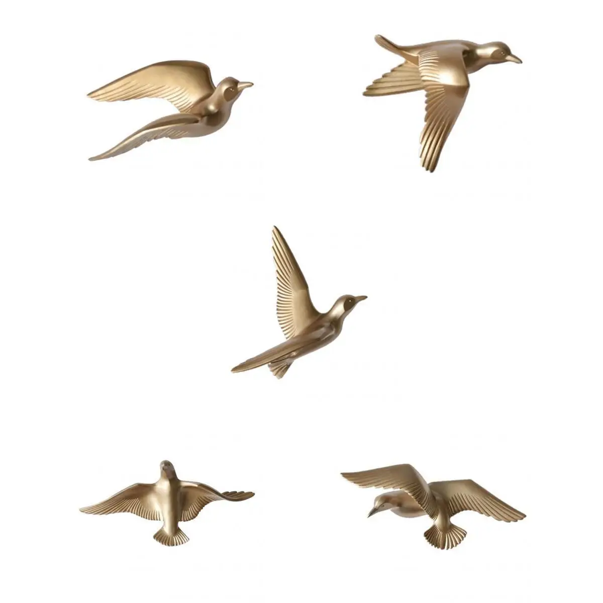 5Pcs Resin Seagull Sculptures Animal Model Statue TV Background Wall Hanging Decor for Home Living Room Hotel Office