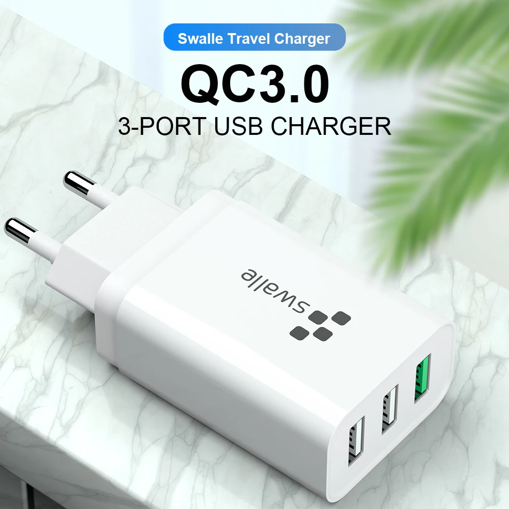 Swalle USB quick charge 3,0 5V 2.4A для Iphone 7 8 EU Plug, быстрое зарядное устройство для мобильного телефона, зарядка для Iphone Samsug s8 s9 huawei