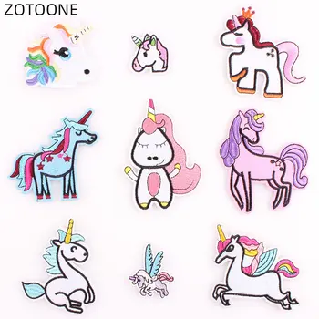 

ZOTOONE Cute Unicorn Patch Iron on Animal Patches for Clothing DIY Embroidery Stripe on Clothes Applique Badge for Kids G